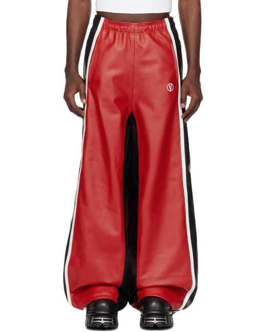 Pantalon rouge et noir en cuir à passepoils Vetements pour homme en coloris Red