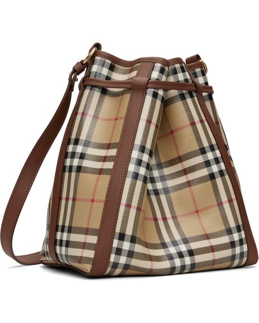 Burberry Brown Small Check Bucket Bag
