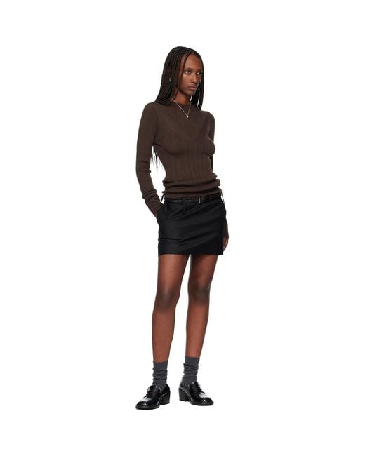 TONYWACK Black Distressed Wool Skort