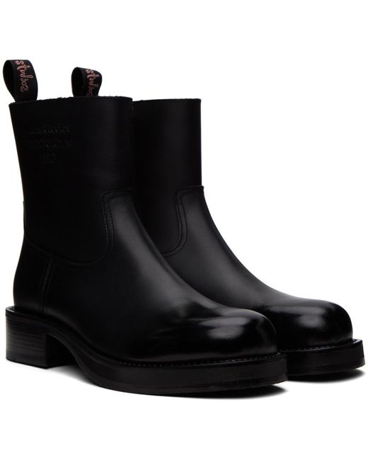 Acne Black Glossed Leather Boots for men