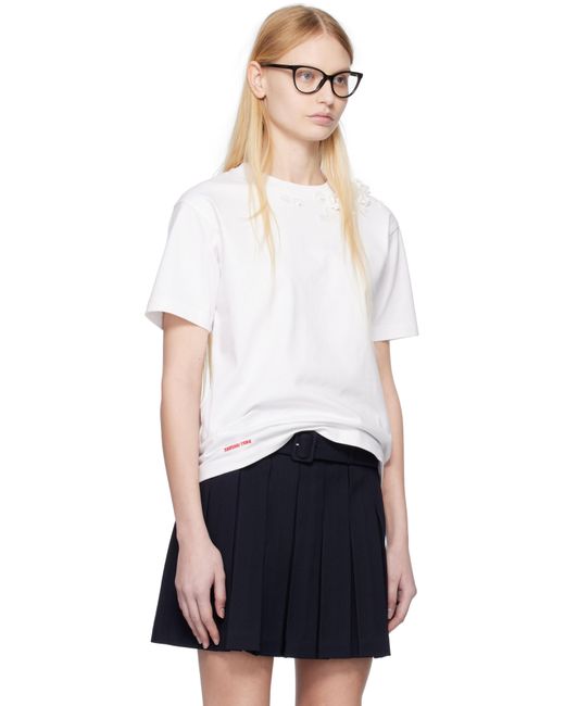 ShuShu/Tong ホワイト ビーズ フローラル Tシャツ Black