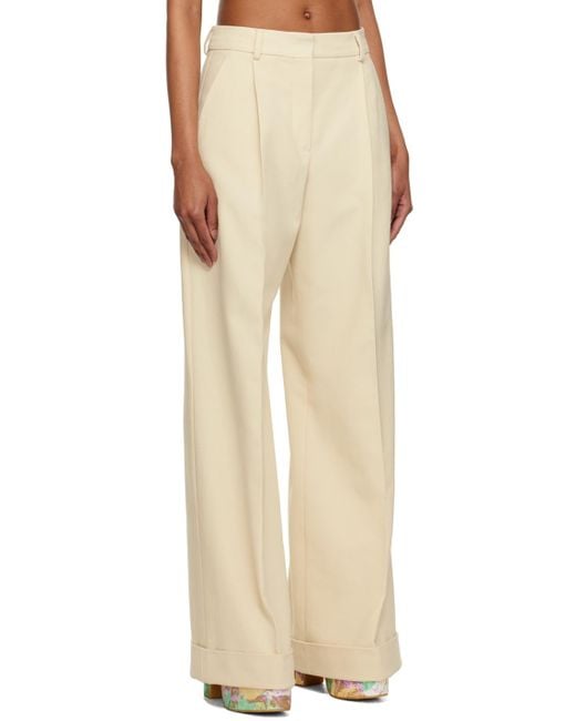 Sportmax Natural Off-white Wide-leg Trousers