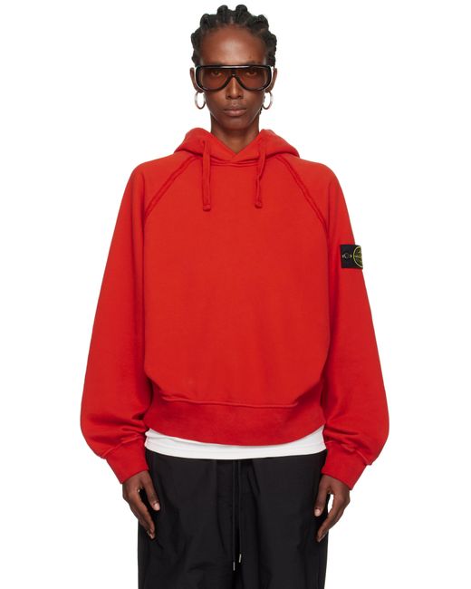 Stone Island レッド 6100023 Brushed Organic Cotton Fleece フーディ Red