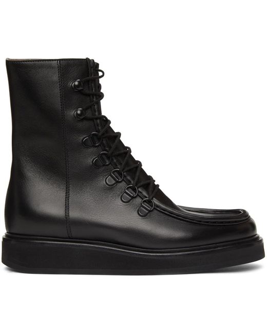 LEGRES Black Leather College Boots