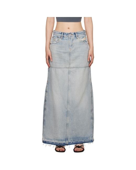 Re/done Black Blue Split Maxi Skirt