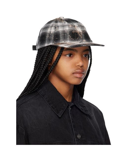 we11done Black Bleach Check Cap