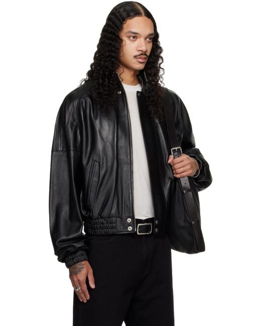 Lu'u Dan Black Blouson Leather Jacket for men