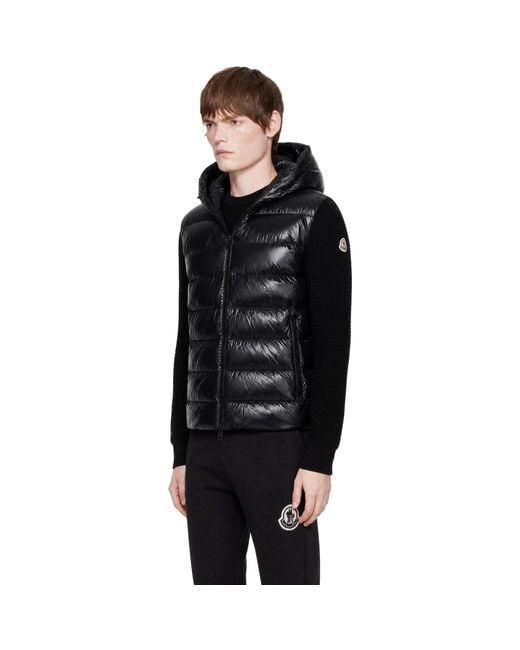 Moncler Black Down & Wool Zip-Up Jacket for men
