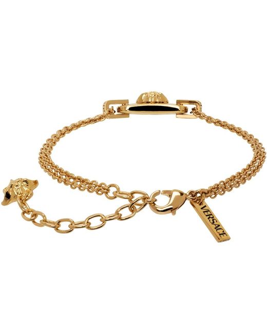 Versace Black Gold Medusa Tag Bracelet