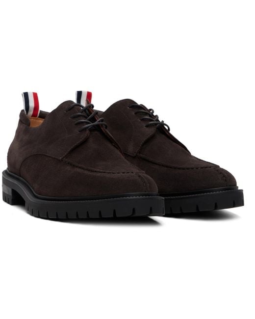 Thom Browne Black Calf Suede Commando Sole Derbys for men