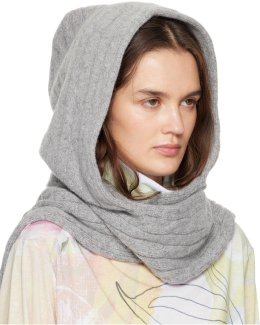 Écharpe Transformable Grise En Tricot Câblé À Capuche OPEN YY en coloris Gray