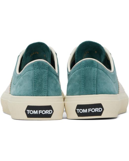 Tom Ford Black Blue Suede Cambridge Sneakers for men