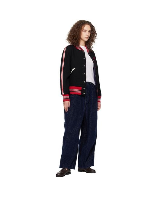 Needles Black Deconstructed Letter Bomber Jacket