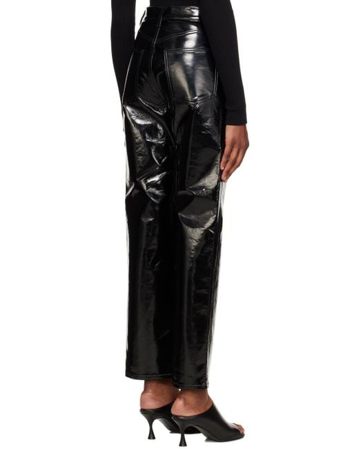 Agolde Black 90's Pinch Waist Leather Pants