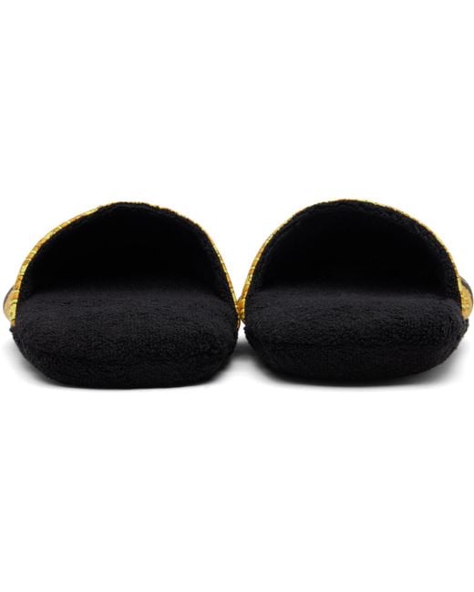Versace Black 'I Heart Baroque' Slippers