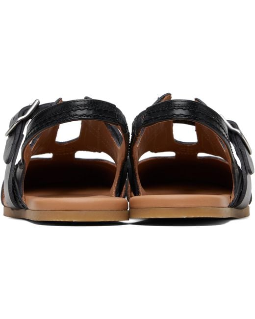 Dries Van Noten Black Leather Sandals for men