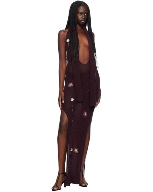 AYA MUSE Black Burgundy Cassi Maxi Dress