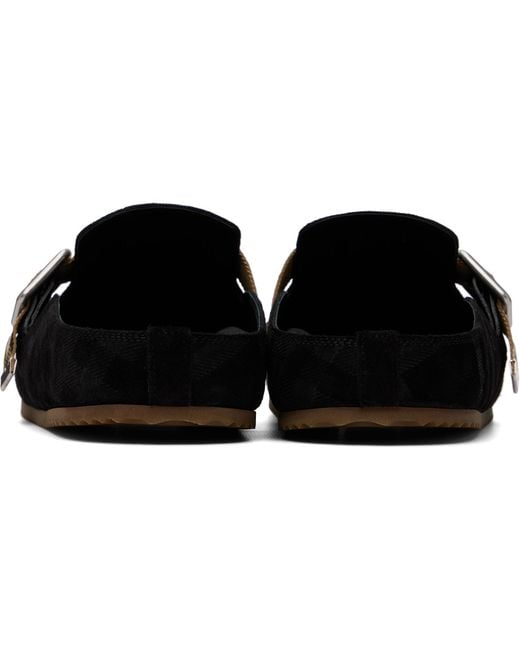 Burberry Black Check Suede Urchin Loafers for men