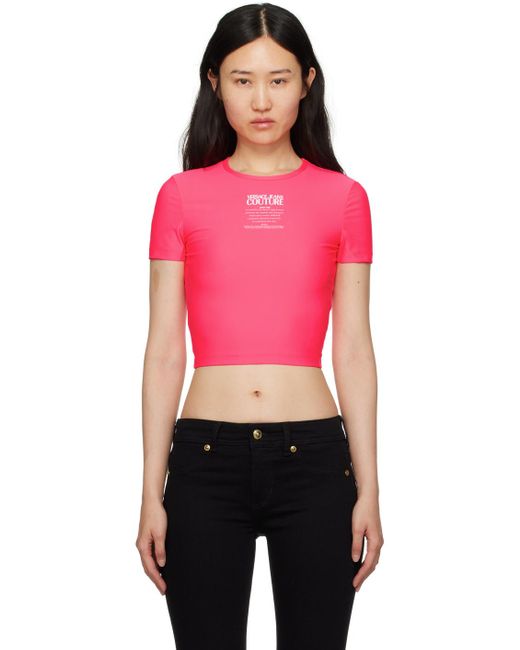 T-shirt rose à logo et texte imprimés Versace en coloris Pink