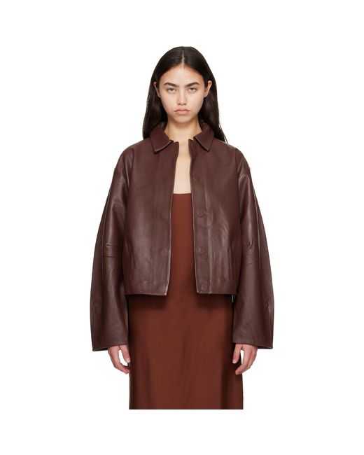 St. Agni Brown Cocoon Leather Jacket