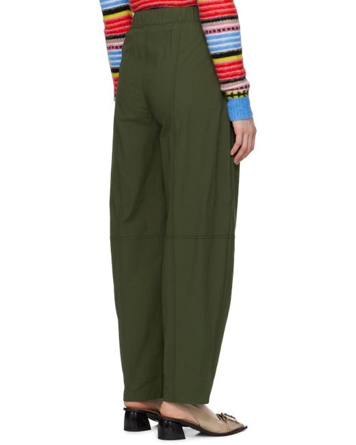 Ganni Green Curved Trousers