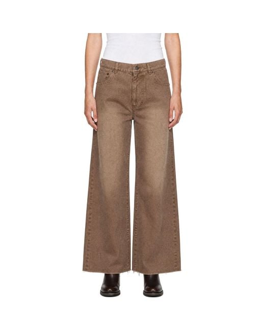 TONYWACK Brown Re-Cut Brushed Cotton Flared Jeans