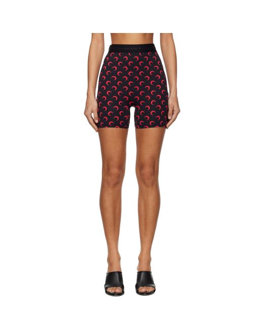 MARINE SERRE Blue Ssense Exclusive Moon Printed Jersey Biker Shorts