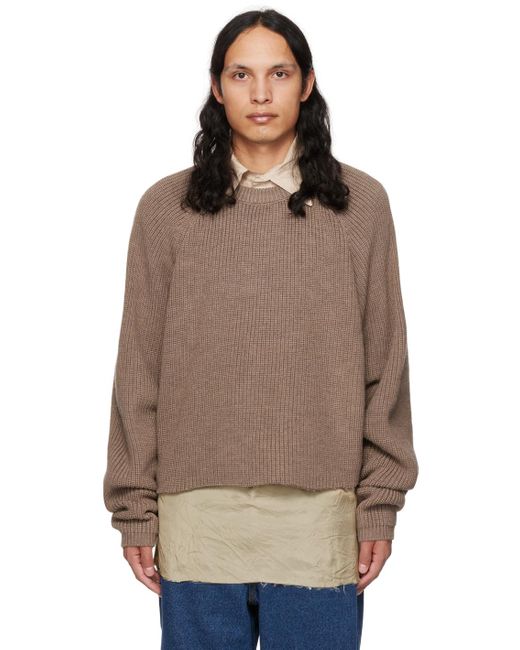 Edward Cuming Brown Cropped Sweater for men