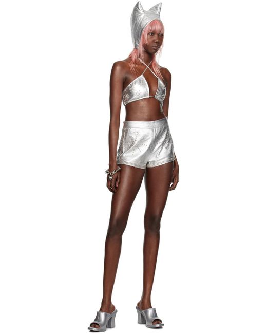 Im Sorry by Petra Collins Metallic Ssense Exclusive Mimi Wade Edition Leather Bikini Top