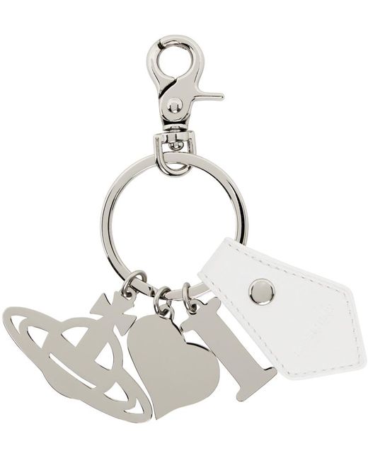 Porte-clés argenté et blanc à orbe Vivienne Westwood pour homme en coloris White