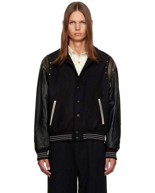ANDERSSON BELL Black Luster Leather Jacket for men