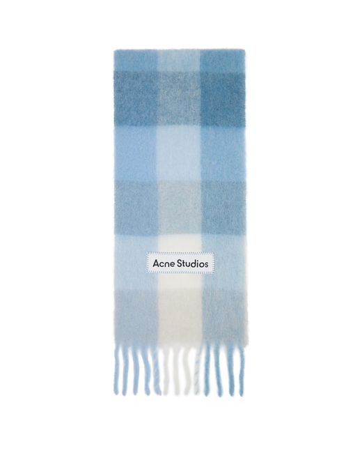 Acne Blue Mohair Checked Scarf for men