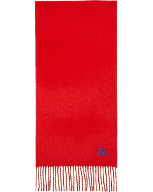 Burberry Red Tan Reversible Cashmere Scarf