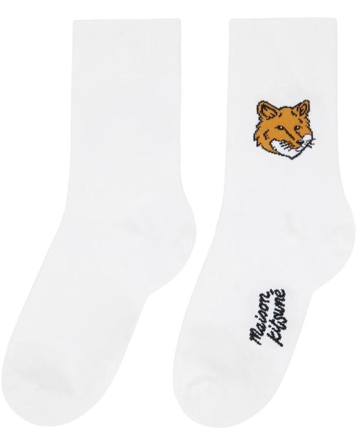 Maison Kitsuné White Fox Head Socks for men