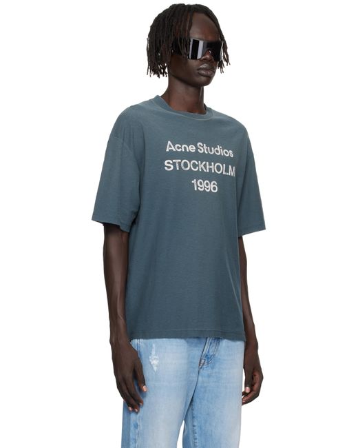 Acne Black Logo Relaxed Fit T-Shirt for men