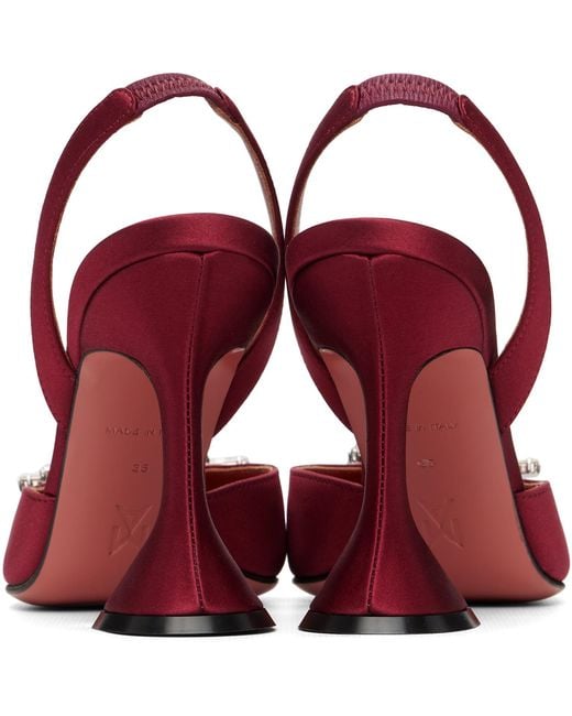 AMINA MUADDI Red Ssense Exclusive Burgundy Begum 95 Sling Heels