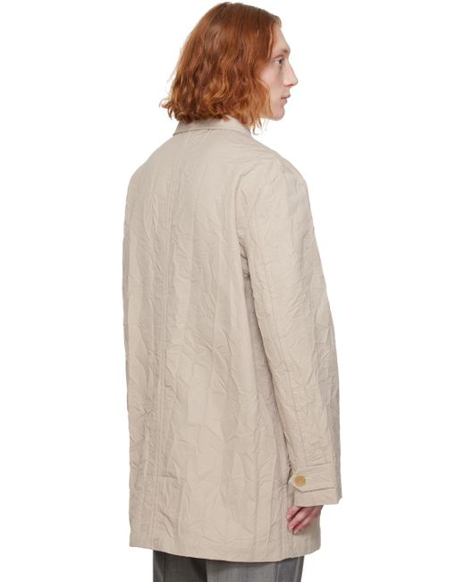 Acne Natural Beige Crinkled Trench Coat for men
