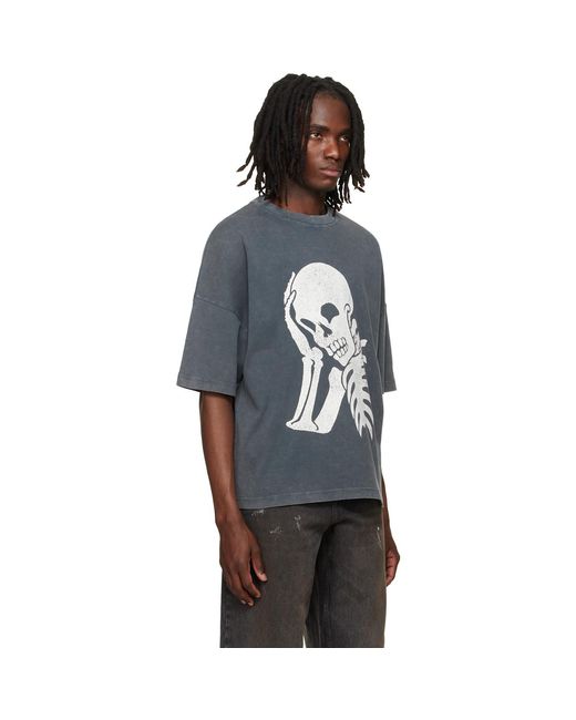 Palm Angels Blue Skull Loose T-Shirt for men
