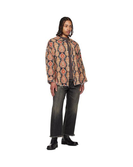 R13 Multicolor Shredded Seam Drop Neck Shirt for men