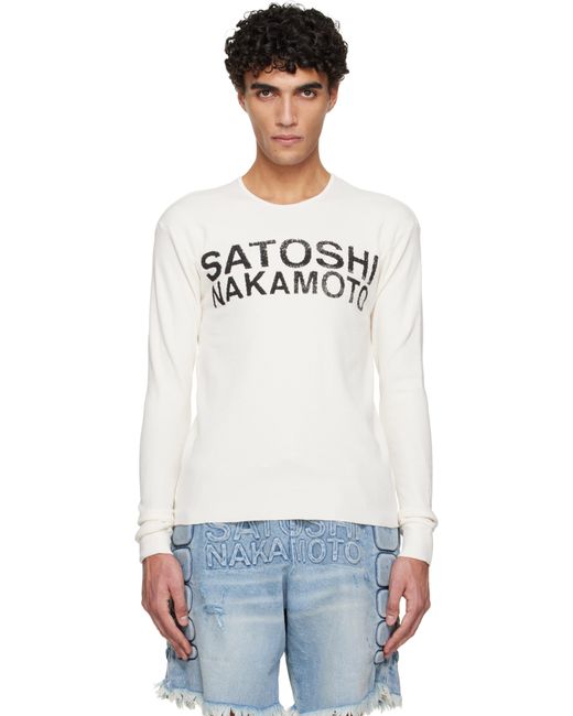 Satoshi Nakamoto Black Off- Logo Thermal T-Shirt for men