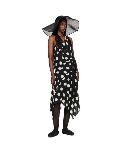 Junya Watanabe Black Printed Lace Halter Midi Dress