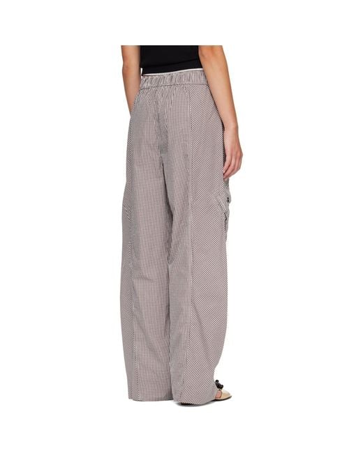 Ganni Gray Check Cotton Cargo Pants
