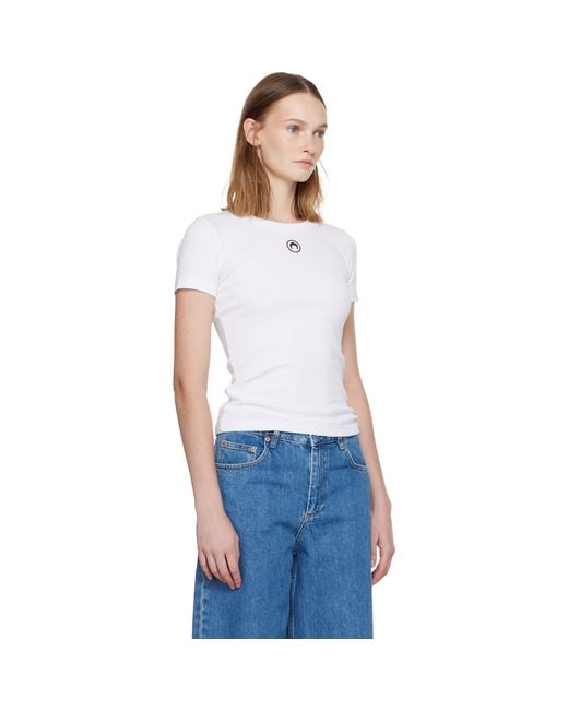 MARINE SERRE Blue Moon Logo Ribbed Jersey Baby Fit T-shirt