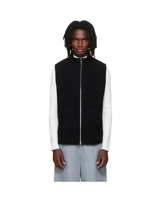 Rier Black Fleece Full Zip Vest for men