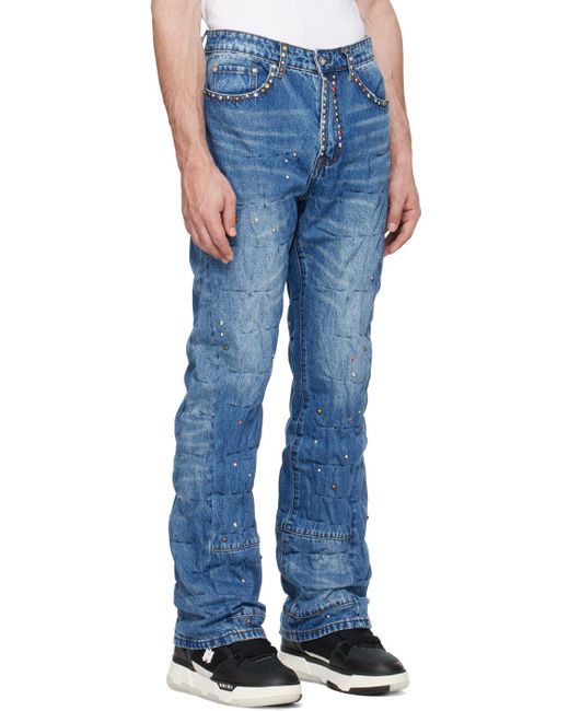 Who Decides War Blue Studded Jeans for men