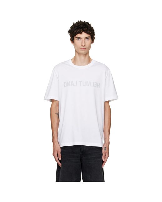 Helmut Lang White Reverse Logo T-Shirt for men