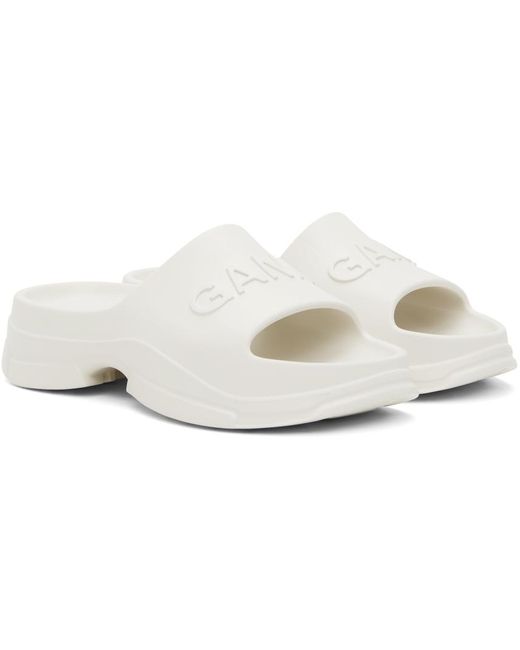 Ganni Black White Pool Slide Sandals