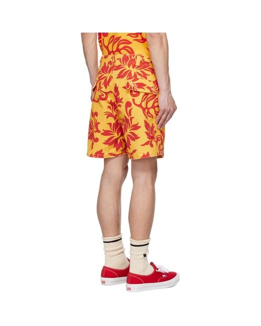 ERL Orange Yellow Graphic Shorts for men