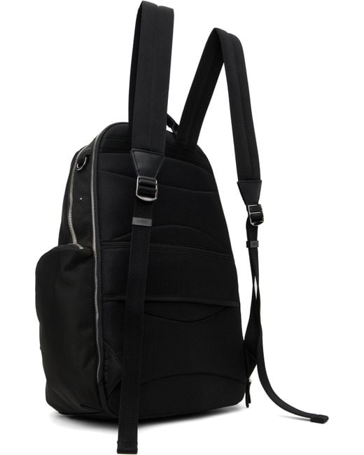 メンズ Boss ブラック レザートリム＆ツーウェイジップ バックパック Black