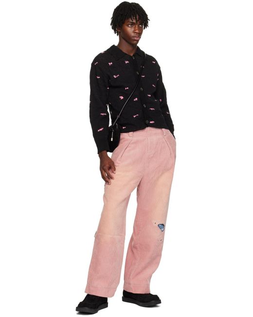 Adererror Black & Pink Graphic Cardigan for men